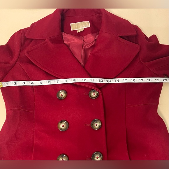 MICHAEL Michael Kors Red Wool Blend Double Breasted Peacoat - Picture 7 of 8